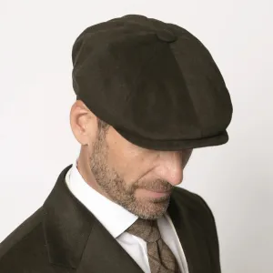 Dark Olive Italian Wool News Boy Cap