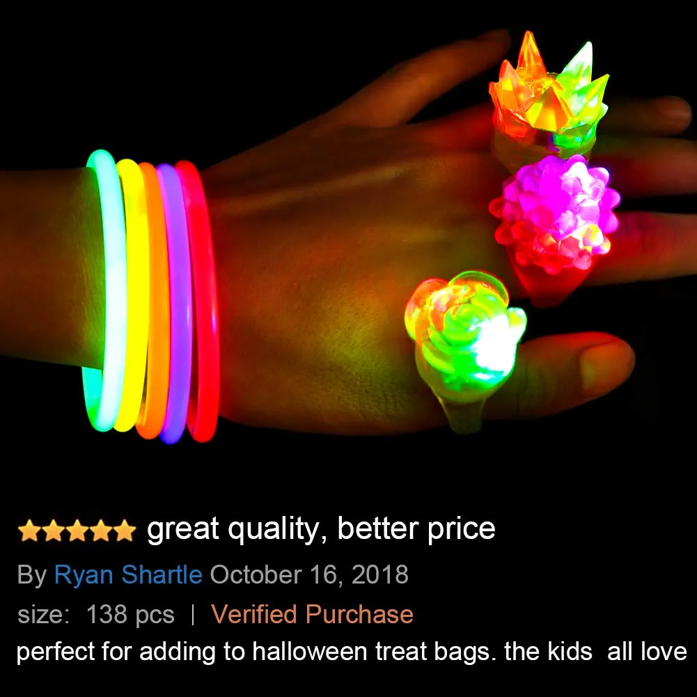 Dark Party Supplies 38 Flashing Glow Rings 100 Glow Sticks