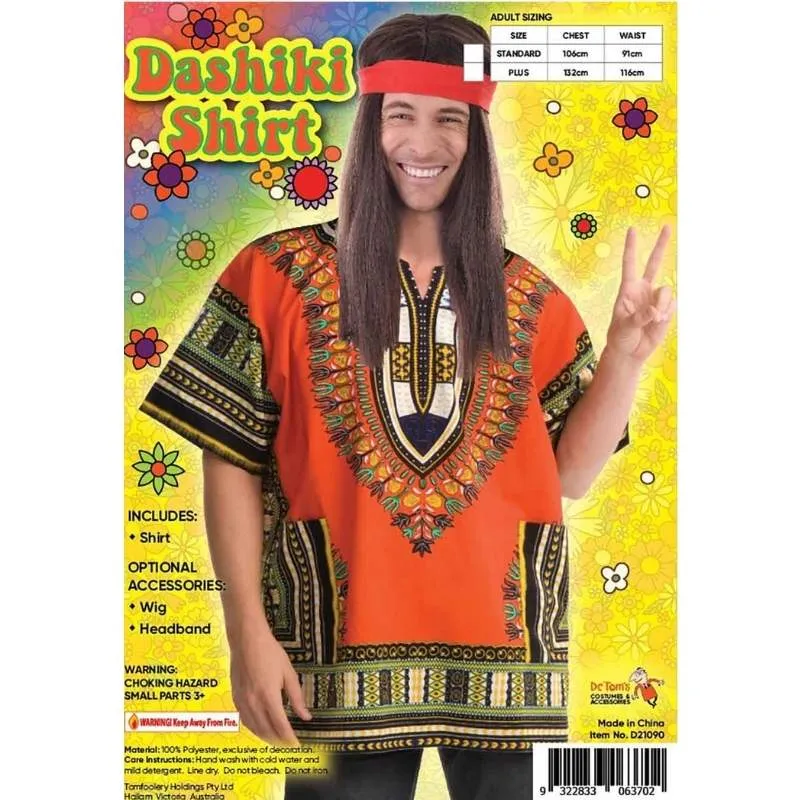 Dashiki Orange Hippie Shirt - Dr Toms