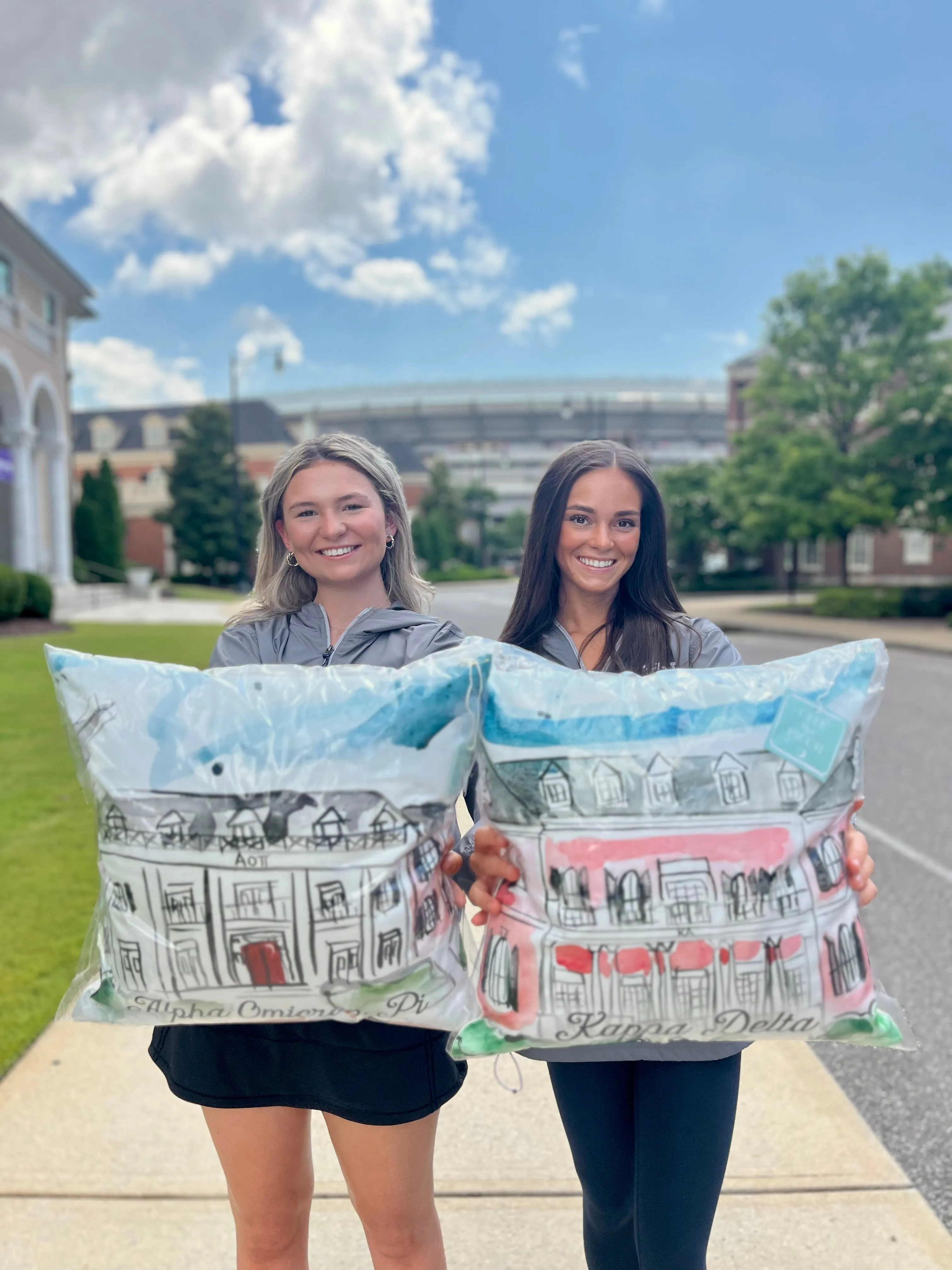Delta Zeta Watercolor Sorority House Pillow