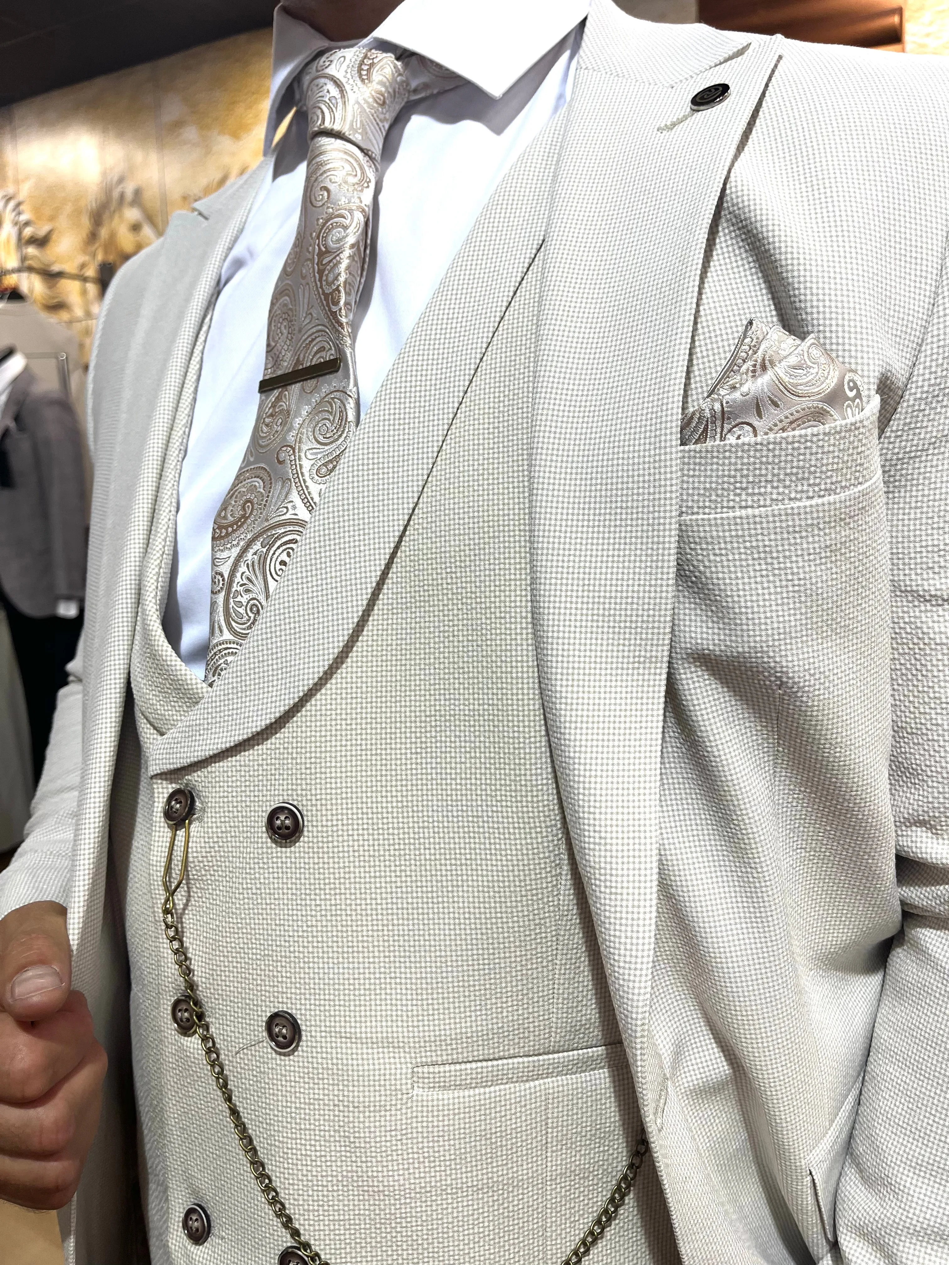 Detroit - Light Beige 3 Piece Suit