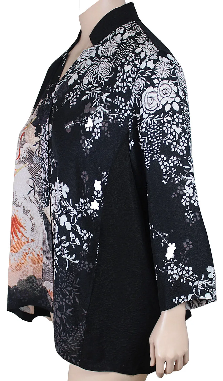 Dressori Silk Mandarin Collar Swing Blouse