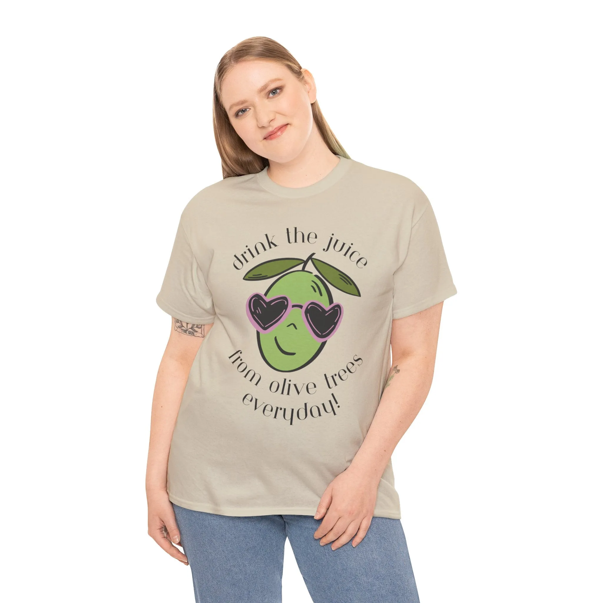 Drink skincare / olive trees / olive cartoon / Unisex Heavy Cotton Tee