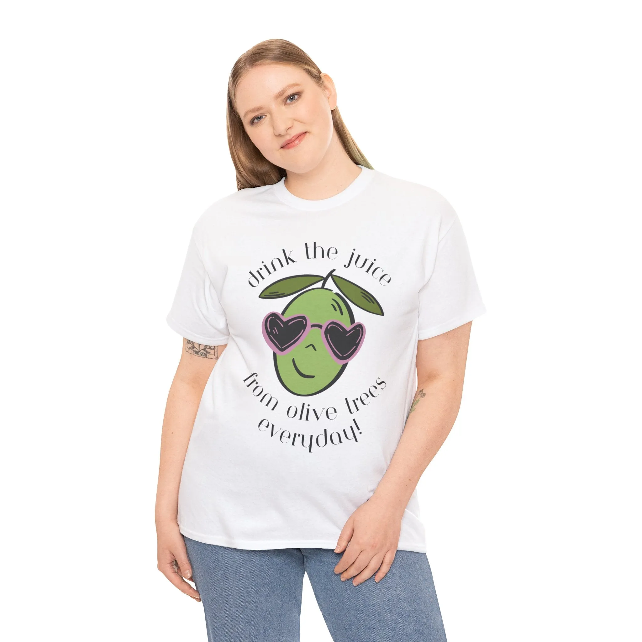 Drink skincare / olive trees / olive cartoon / Unisex Heavy Cotton Tee