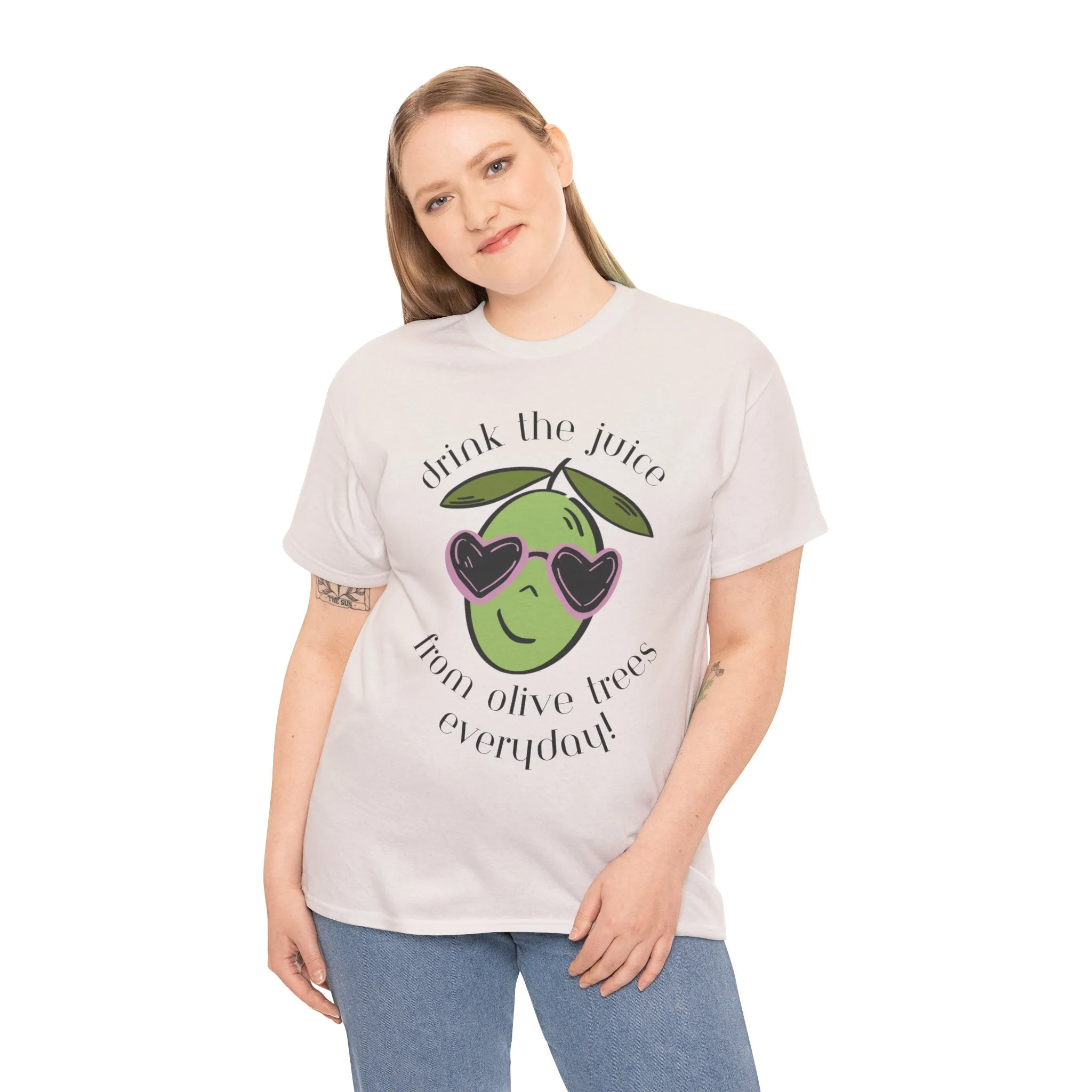 Drink skincare / olive trees / olive cartoon / Unisex Heavy Cotton Tee