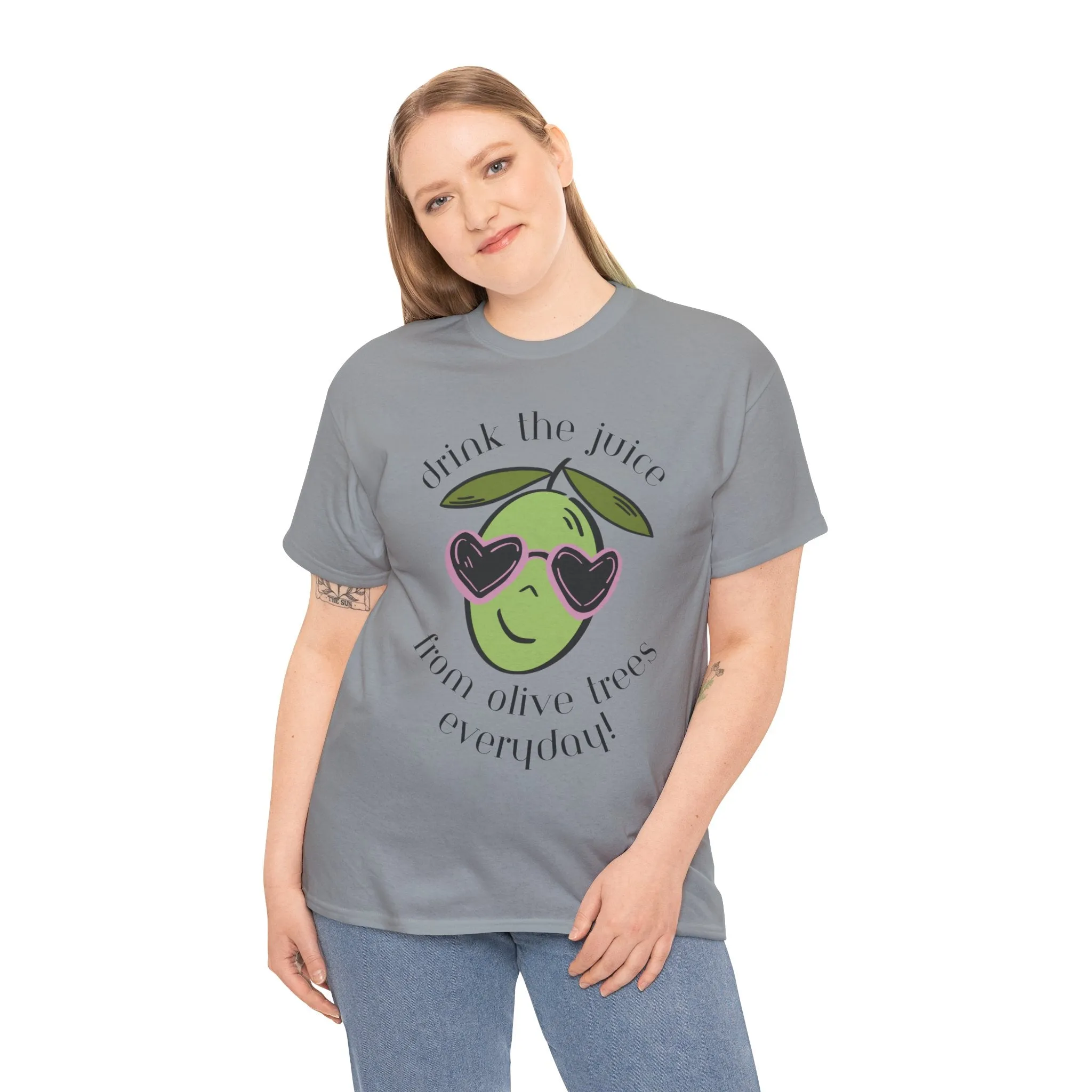 Drink skincare / olive trees / olive cartoon / Unisex Heavy Cotton Tee
