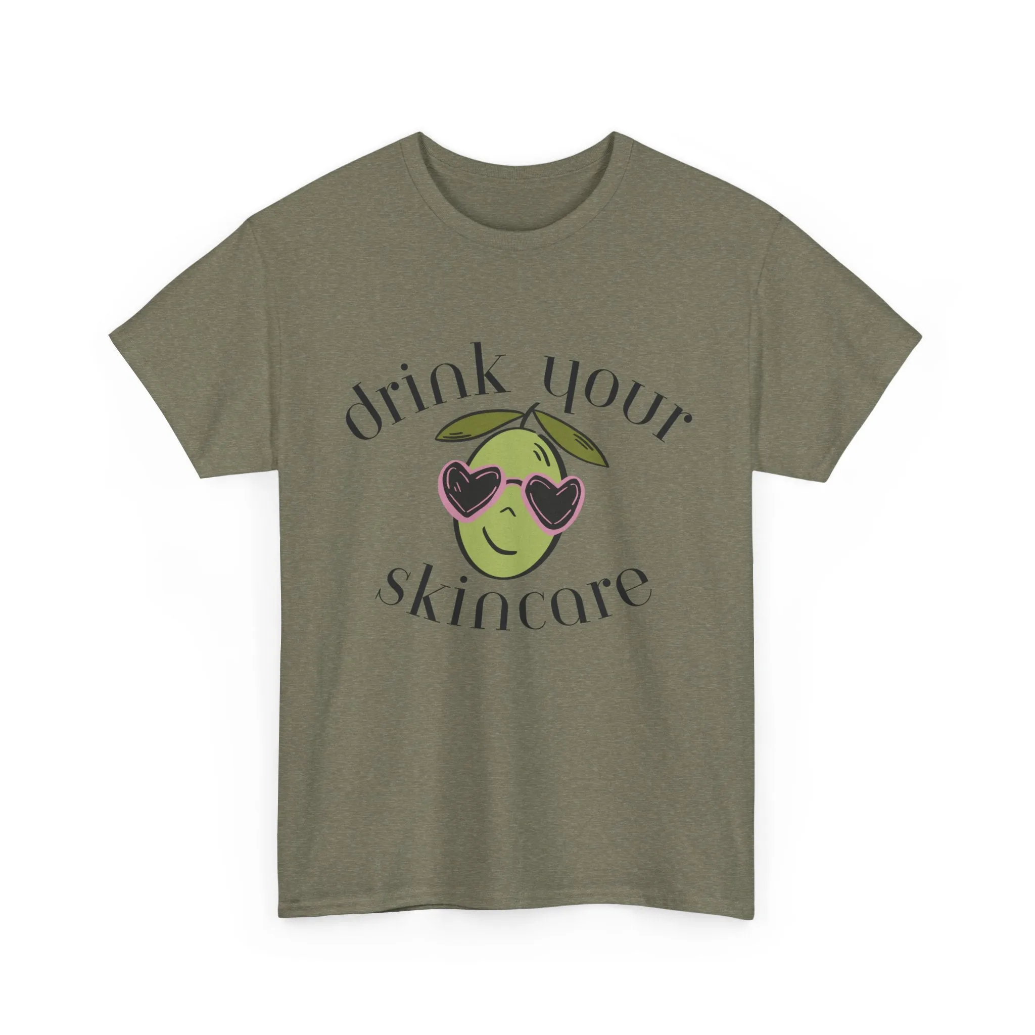 Drink your skincare / olive trees / olive sunglasses cartoon / Unisex Heavy Cotton Tee