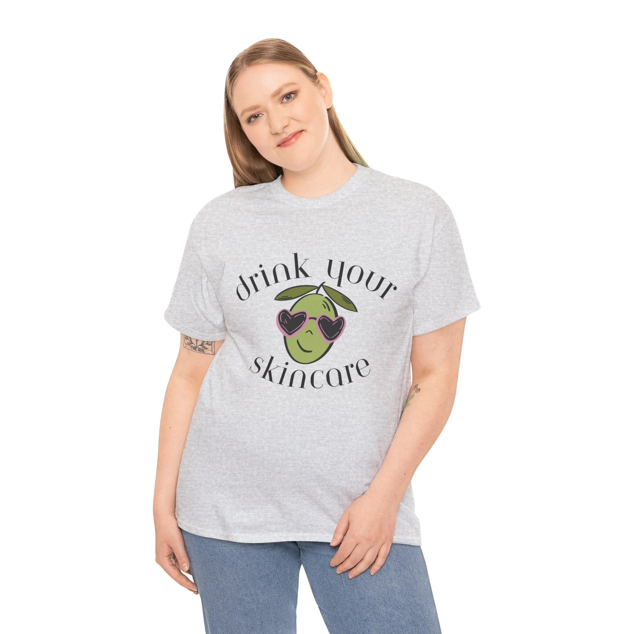 Drink your skincare / olive trees / olive sunglasses cartoon / Unisex Heavy Cotton Tee