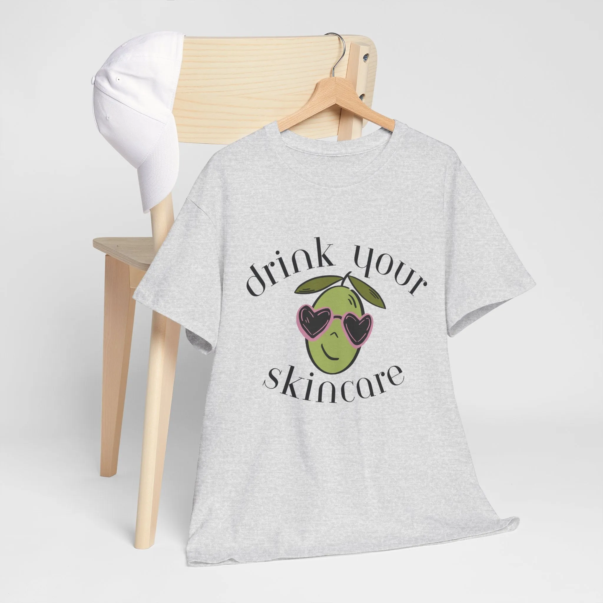 Drink your skincare / olive trees / olive sunglasses cartoon / Unisex Heavy Cotton Tee