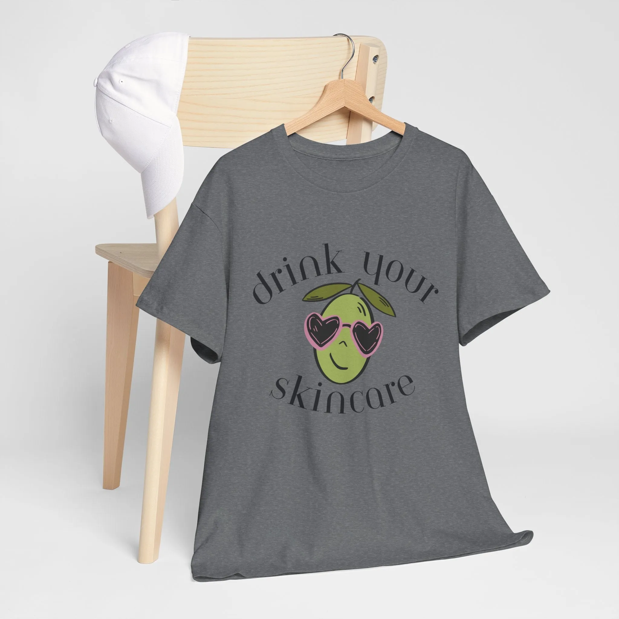 Drink your skincare / olive trees / olive sunglasses cartoon / Unisex Heavy Cotton Tee