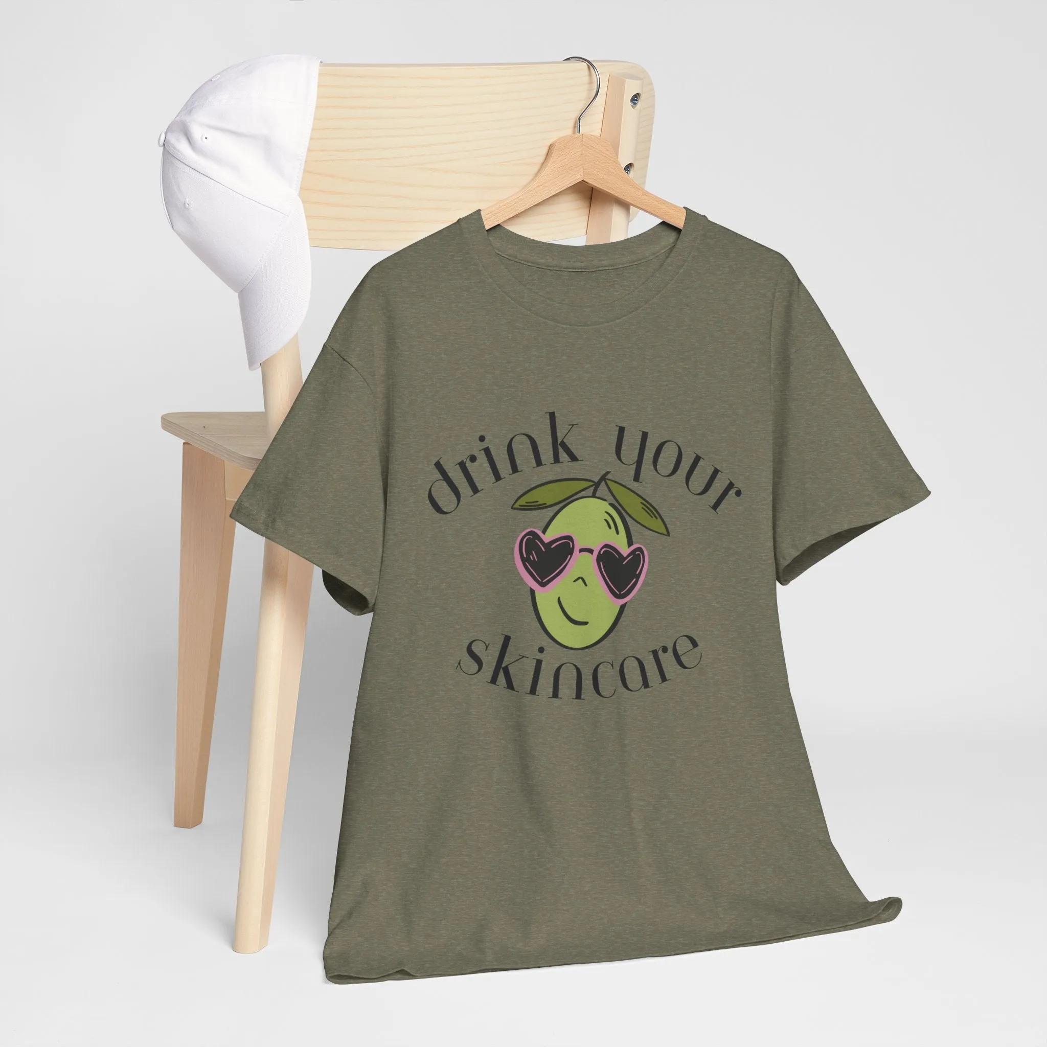 Drink your skincare / olive trees / olive sunglasses cartoon / Unisex Heavy Cotton Tee