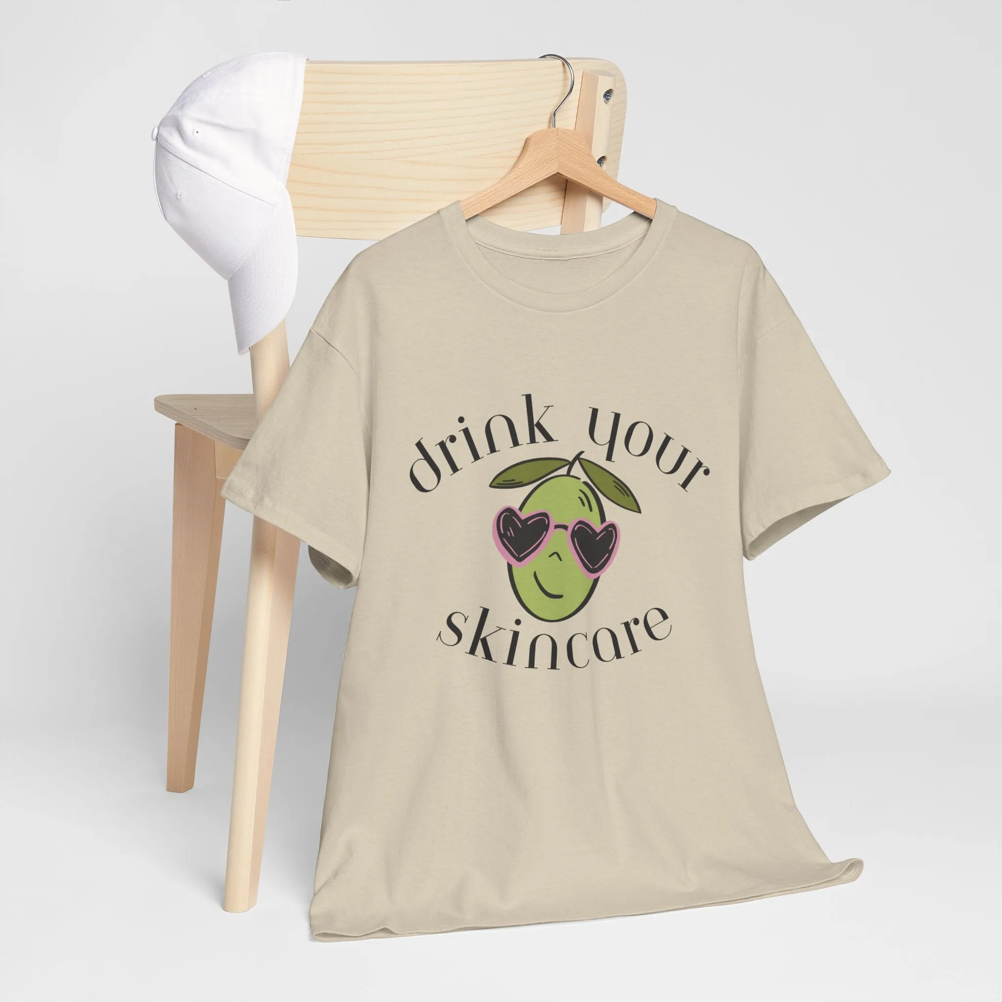 Drink your skincare / olive trees / olive sunglasses cartoon / Unisex Heavy Cotton Tee
