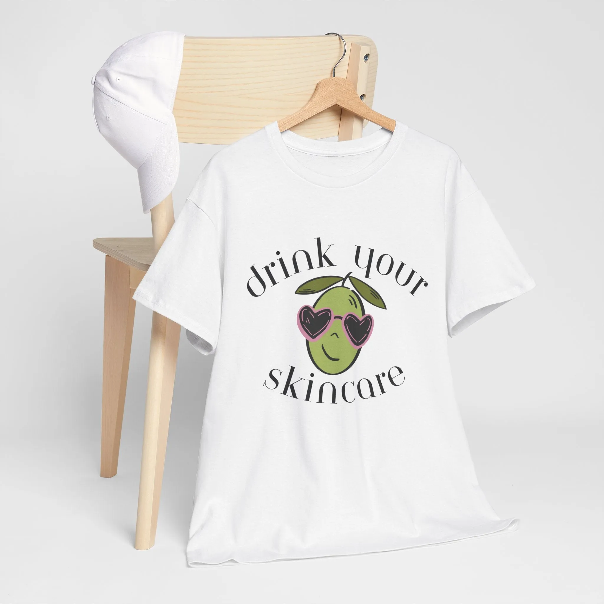 Drink your skincare / olive trees / olive sunglasses cartoon / Unisex Heavy Cotton Tee