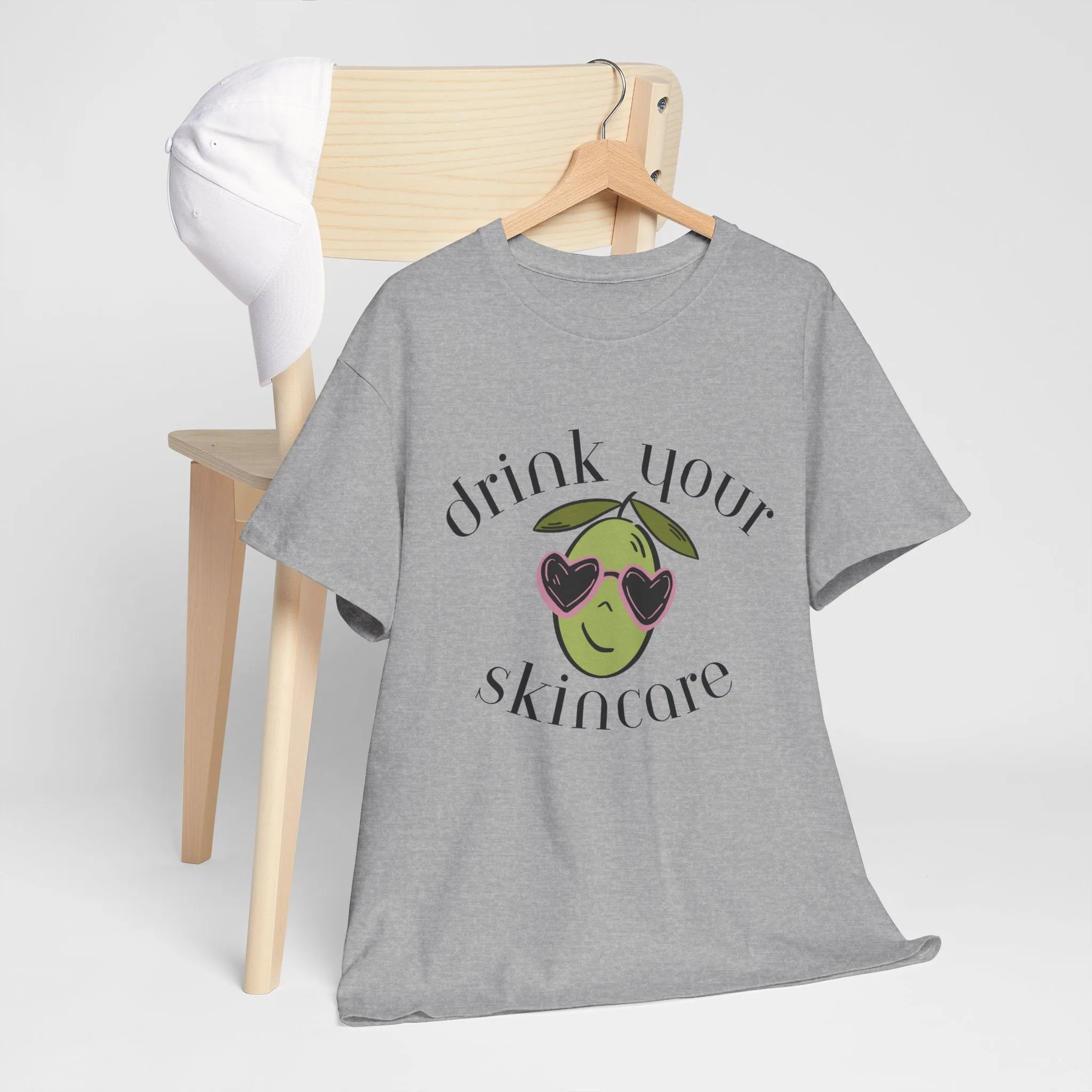 Drink your skincare / olive trees / olive sunglasses cartoon / Unisex Heavy Cotton Tee