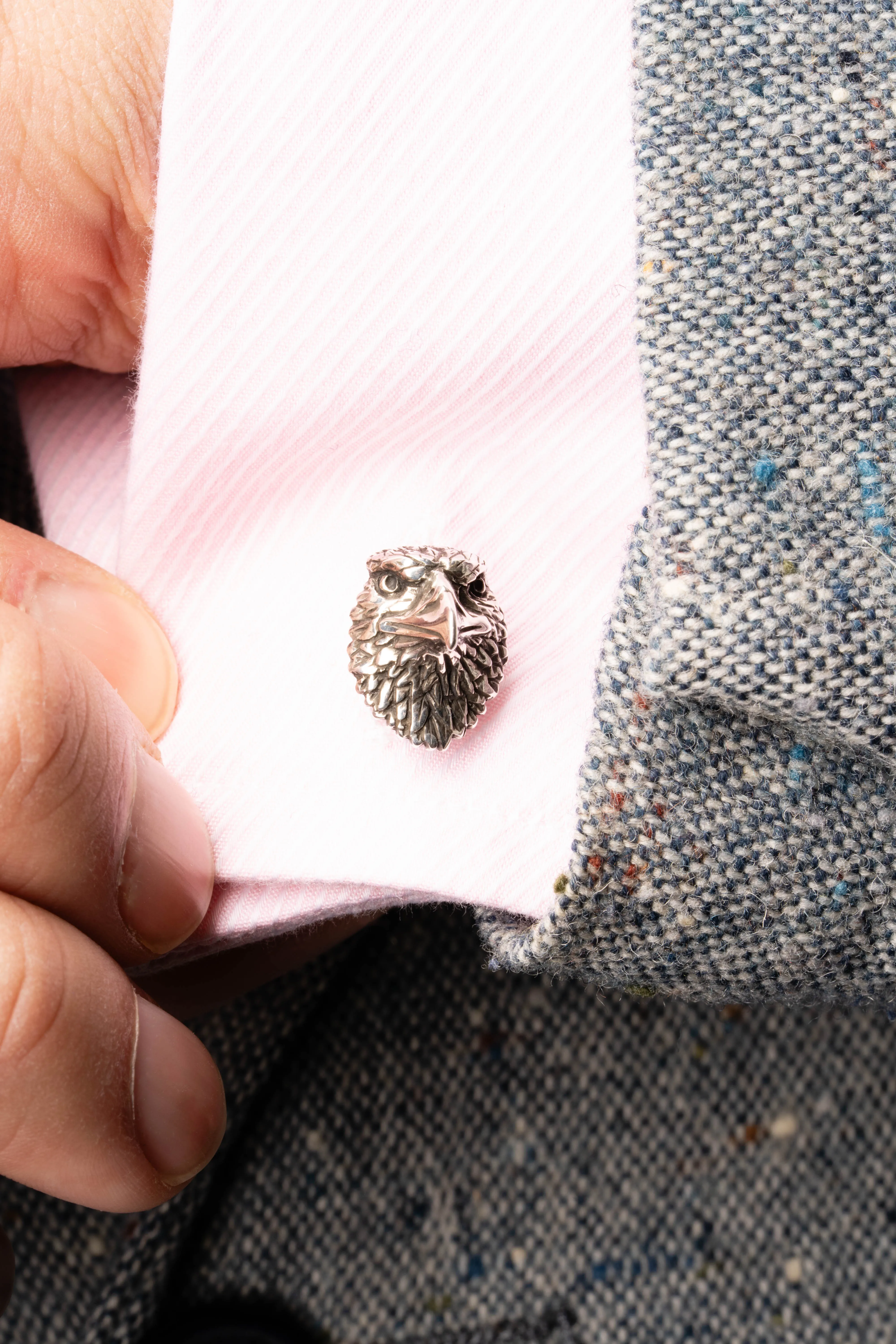 Eagle & Snake Blackened Sterling Silver Cufflinks