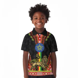 Ethiopia Lion of Judah and The Star Seal Kid Polo Shirt Dashiki Style LT03