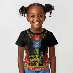 Ethiopia Lion of Judah and The Star Seal Kid T shirt Dashiki Style LT03