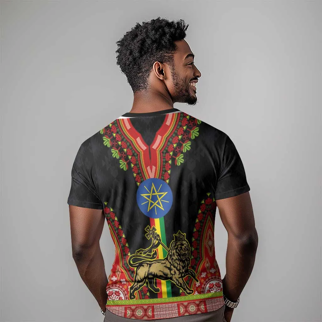 Ethiopia Lion of Judah and The Star Seal T shirt Dashiki Style LT03