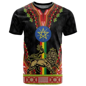 Ethiopia Lion of Judah and The Star Seal T shirt Dashiki Style LT03