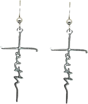 Faith Earrings, Transparent Stainless Steel, Sterling Silver Earwires, #2534