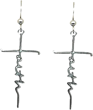 Faith Earrings, Transparent Stainless Steel, Sterling Silver Earwires, #2534