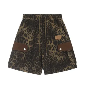 Fashion Leopard Print Cargo Shorts Men