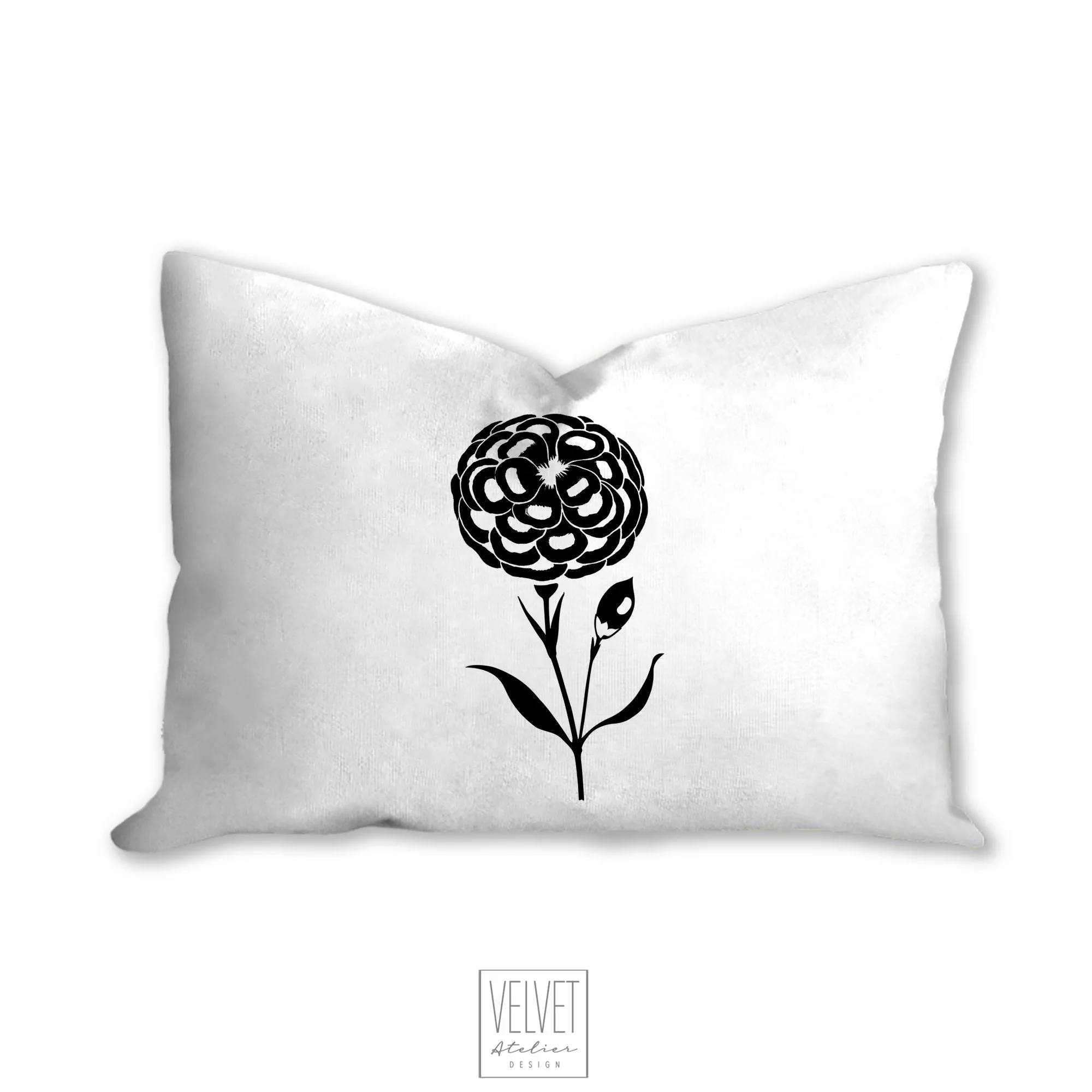 Floral pillow, black and white dahlia, botanical, garden flowers, natural decor, farmhouse, pillow cover, decorative pillow, pillow case
