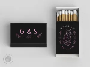 Foiled Wedding Matchboxes #26 - Custom Pet Illustration, Wedding Matches, Matchbox, Wedding Match Favor, Matches, Candle Favor, Bridal Gift