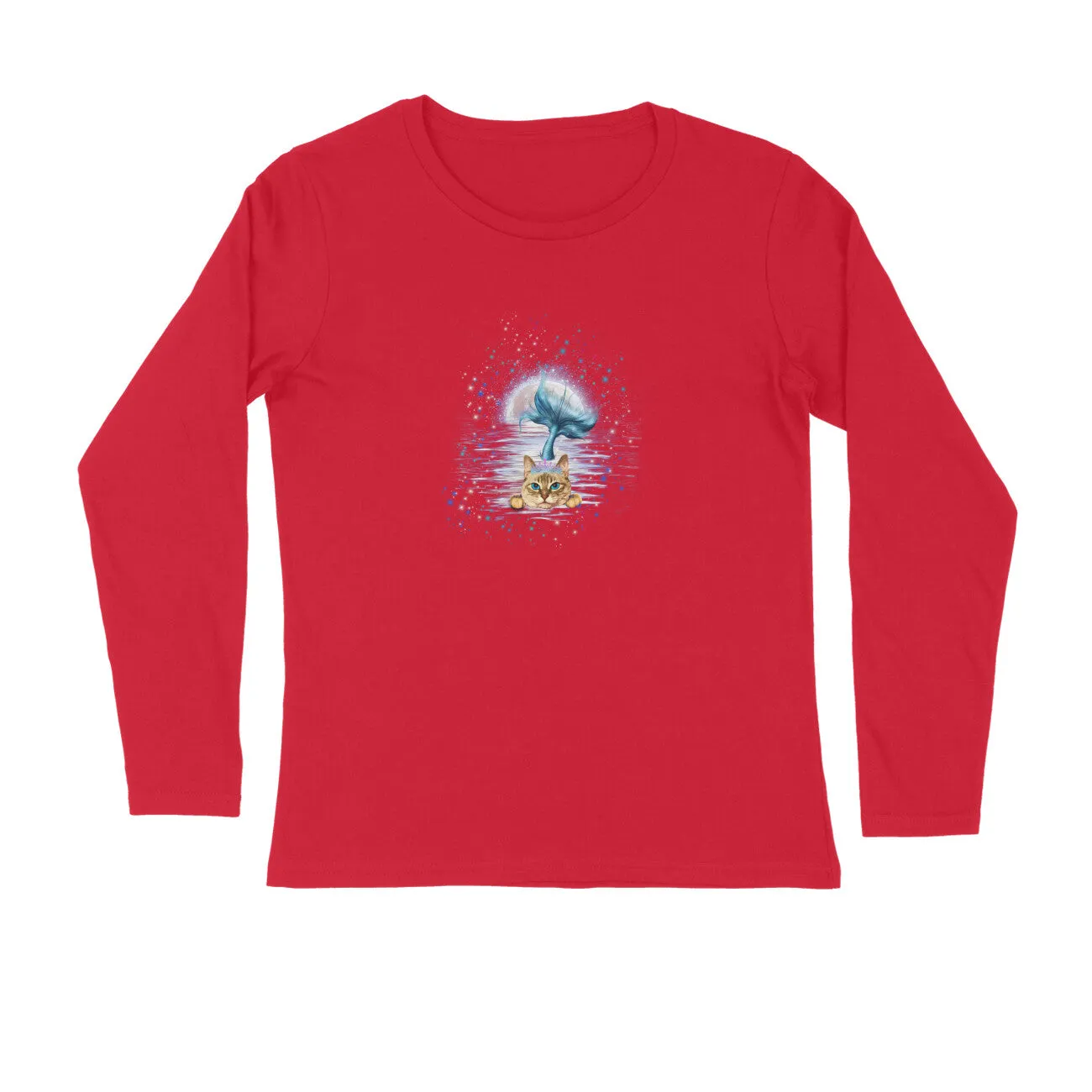 Full Sleeves Round Neck (Men) - Little Meowmaid Cat (7 Colours)