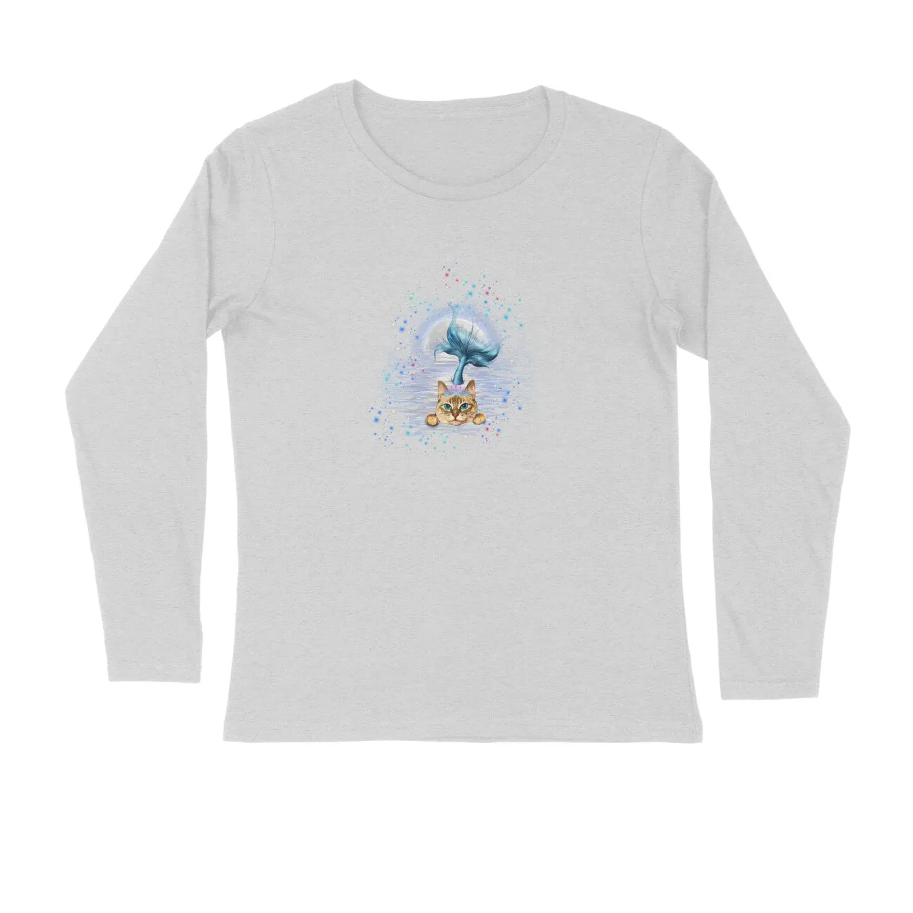 Full Sleeves Round Neck (Men) - Little Meowmaid Cat (7 Colours)