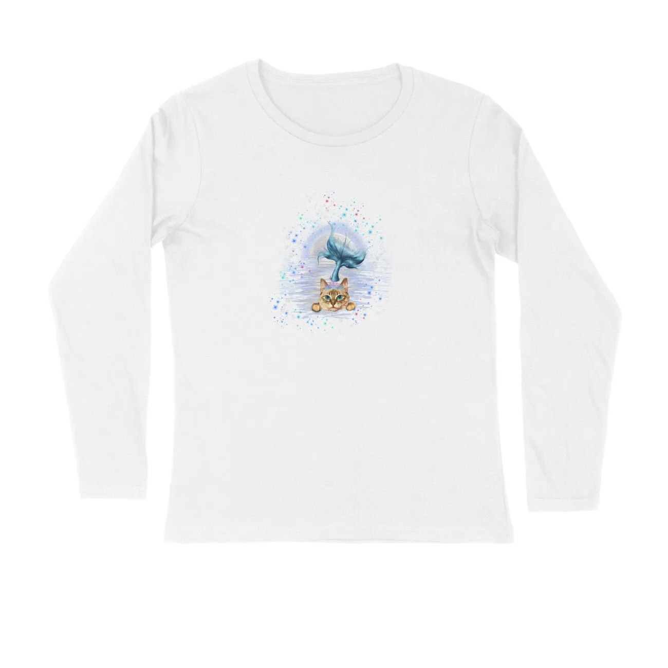 Full Sleeves Round Neck (Men) - Little Meowmaid Cat (7 Colours)