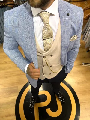 Gabriel - Blue/Cream 3 Piece Suit
