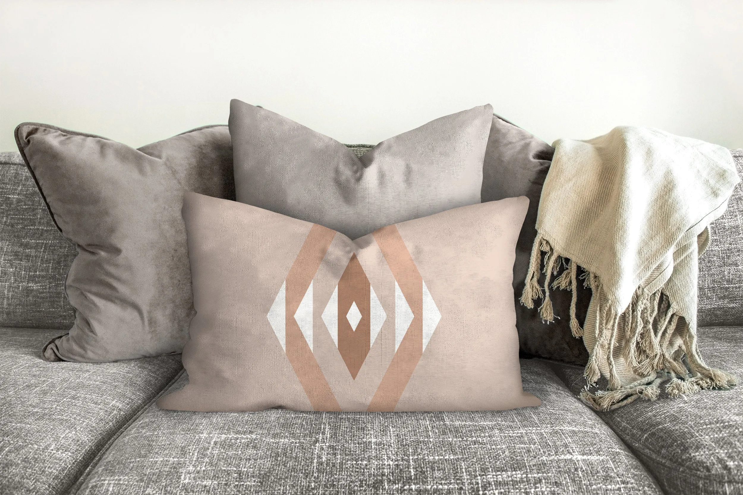 Geometric pillow, mid century inspired, geometric woven retro style, Interior decor, home decor, pillow cover and insert, home accent pillow
