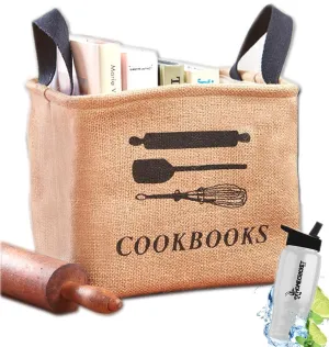 Gift Included- Kitchen Cookbook Recipe Cook Book Storage Bin Tote Bag Â   FREE Bonus Water Bottle by Home Cricket HomecricketÂ