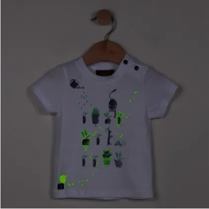 Glow-in-the-Dark Botanical Design T-Shirt