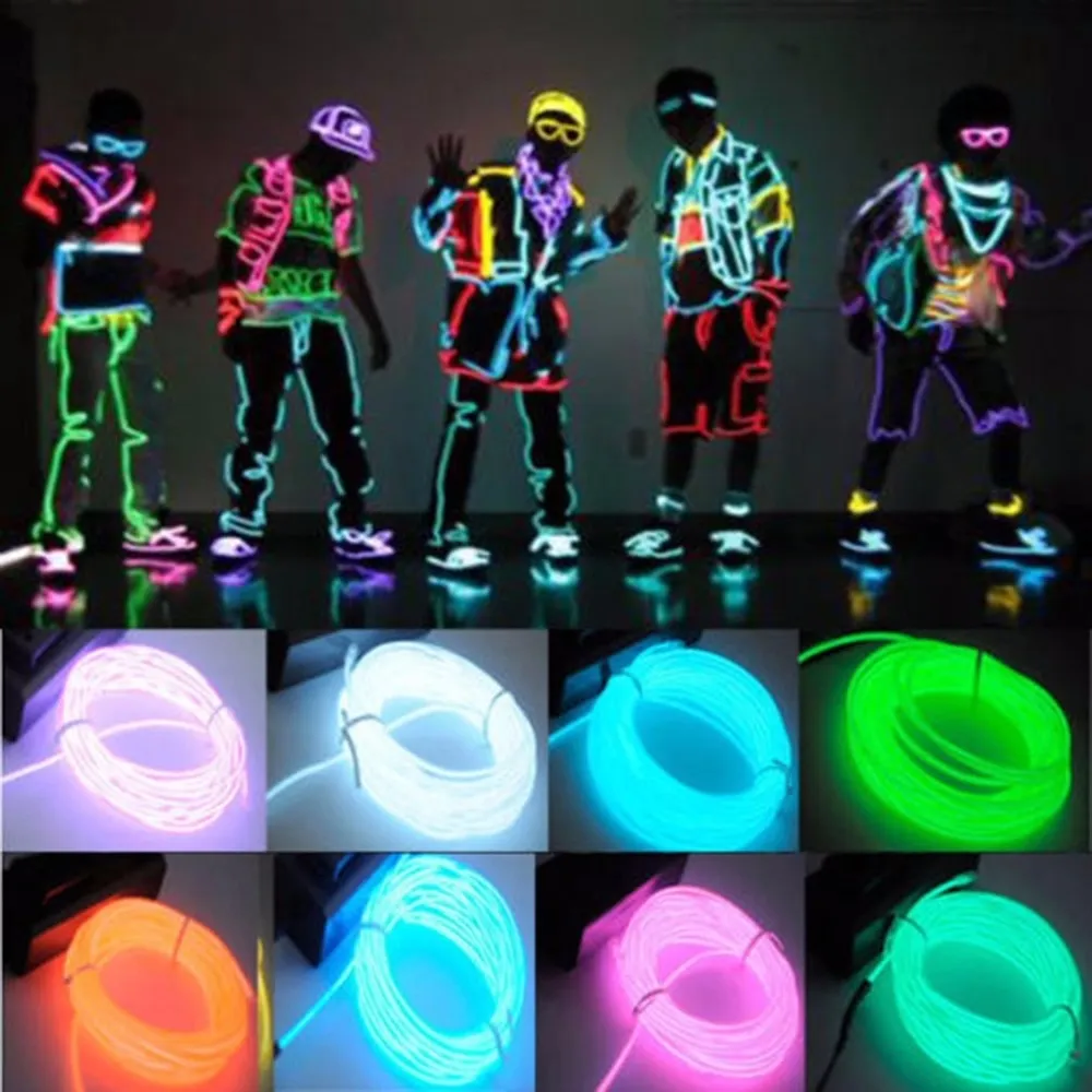 Glow Wire Cable LED Neon party Decoration  Rave 1m/3m/5m