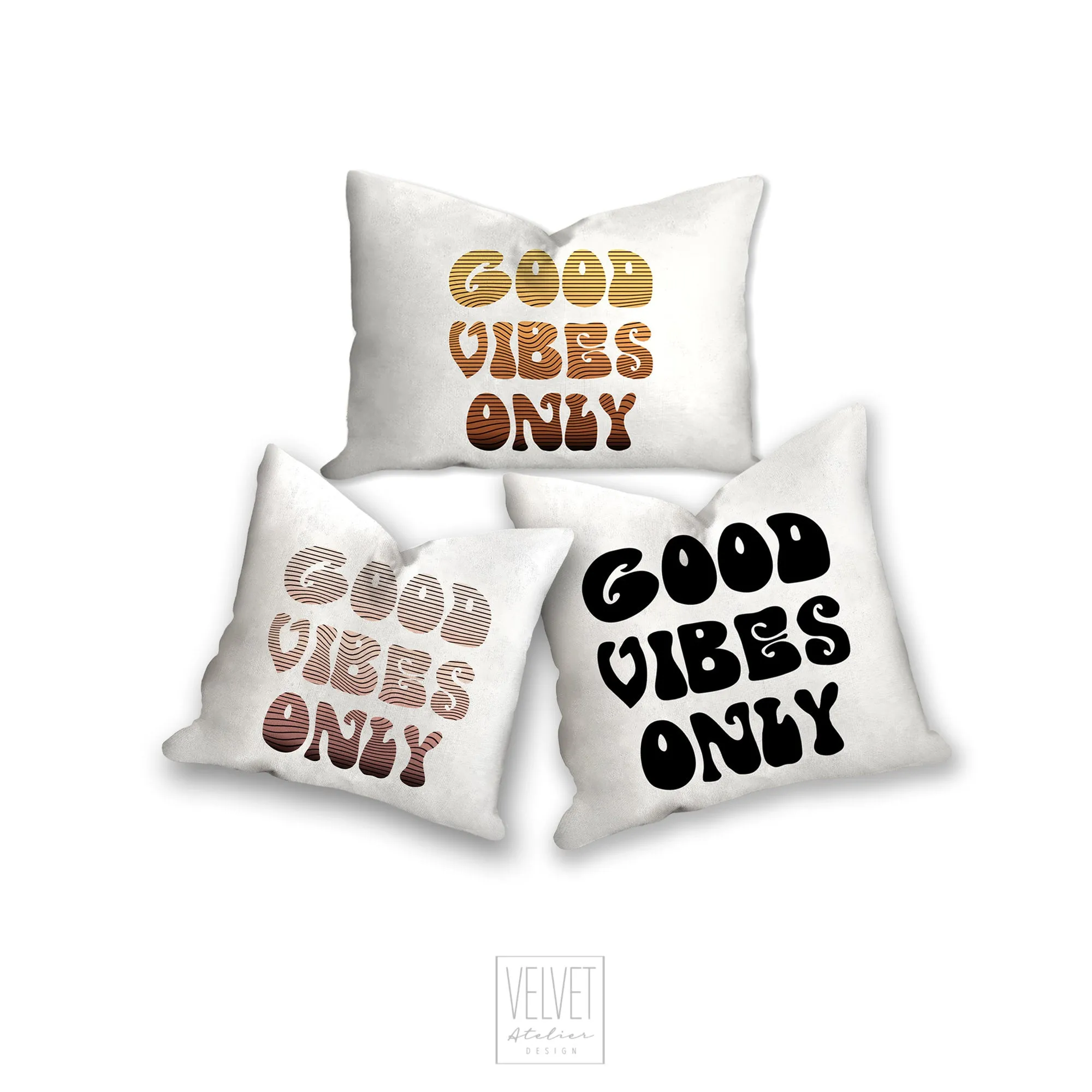 Good vibes only pillow, sunset colors, groovy, Boho pillow, retro pillow, throw pillow, home decor, pillow cover and insert, accent pillow