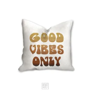 Good vibes only pillow, sunset colors, groovy, Boho pillow, retro pillow, throw pillow, home decor, pillow cover and insert, accent pillow
