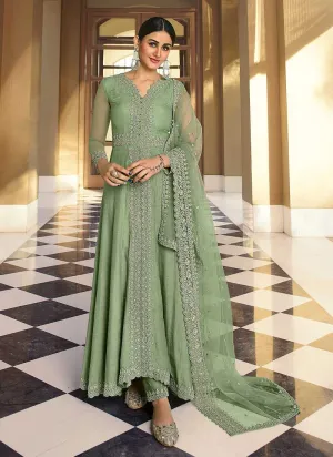 Green Heavy Neck Embroidered Gown Style Anarkali