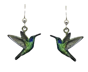 Green Hummingbird earrings #2536