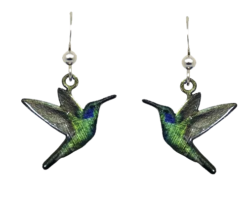 Green Hummingbird earrings #2536