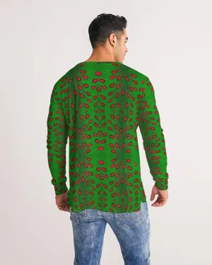 Green Red African Print Men's Long Sleeve Tee