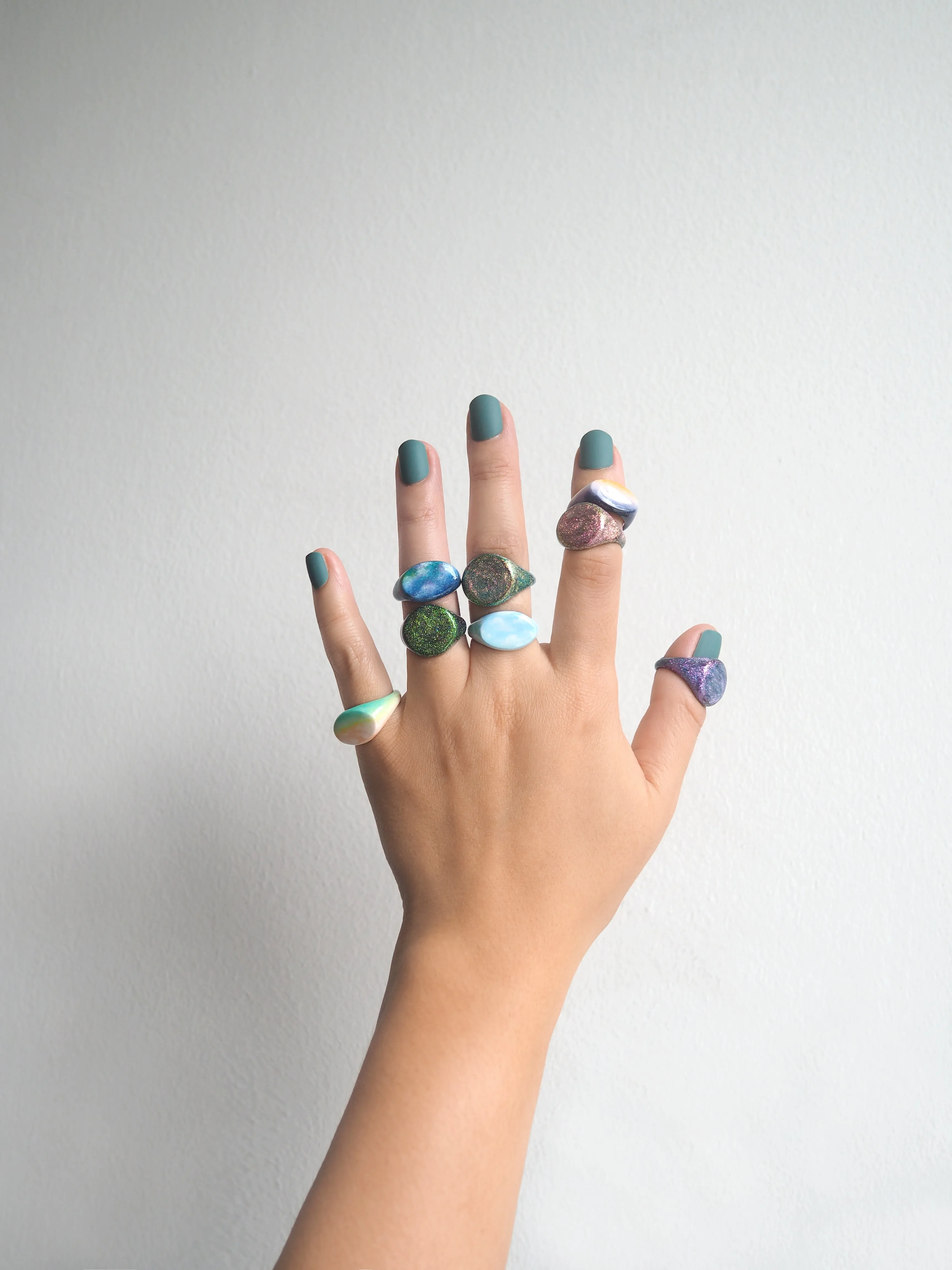 Green Sky Shimmer Shine Signet Ring | Sky