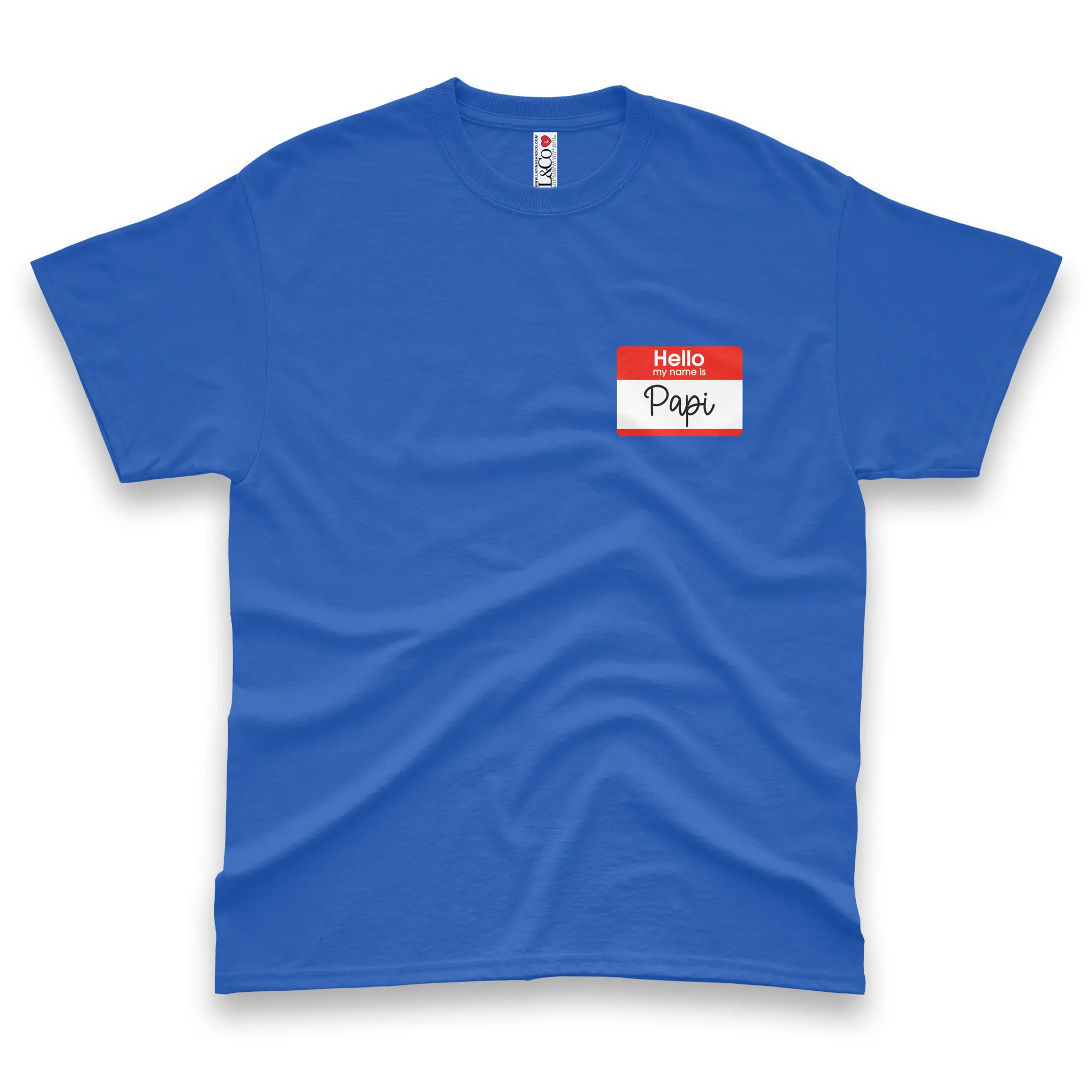 'Hello, My Name Is Papi' Name Tag Men's T-Shirt - Royal Blue - Premium Heavy Weight  Cotton