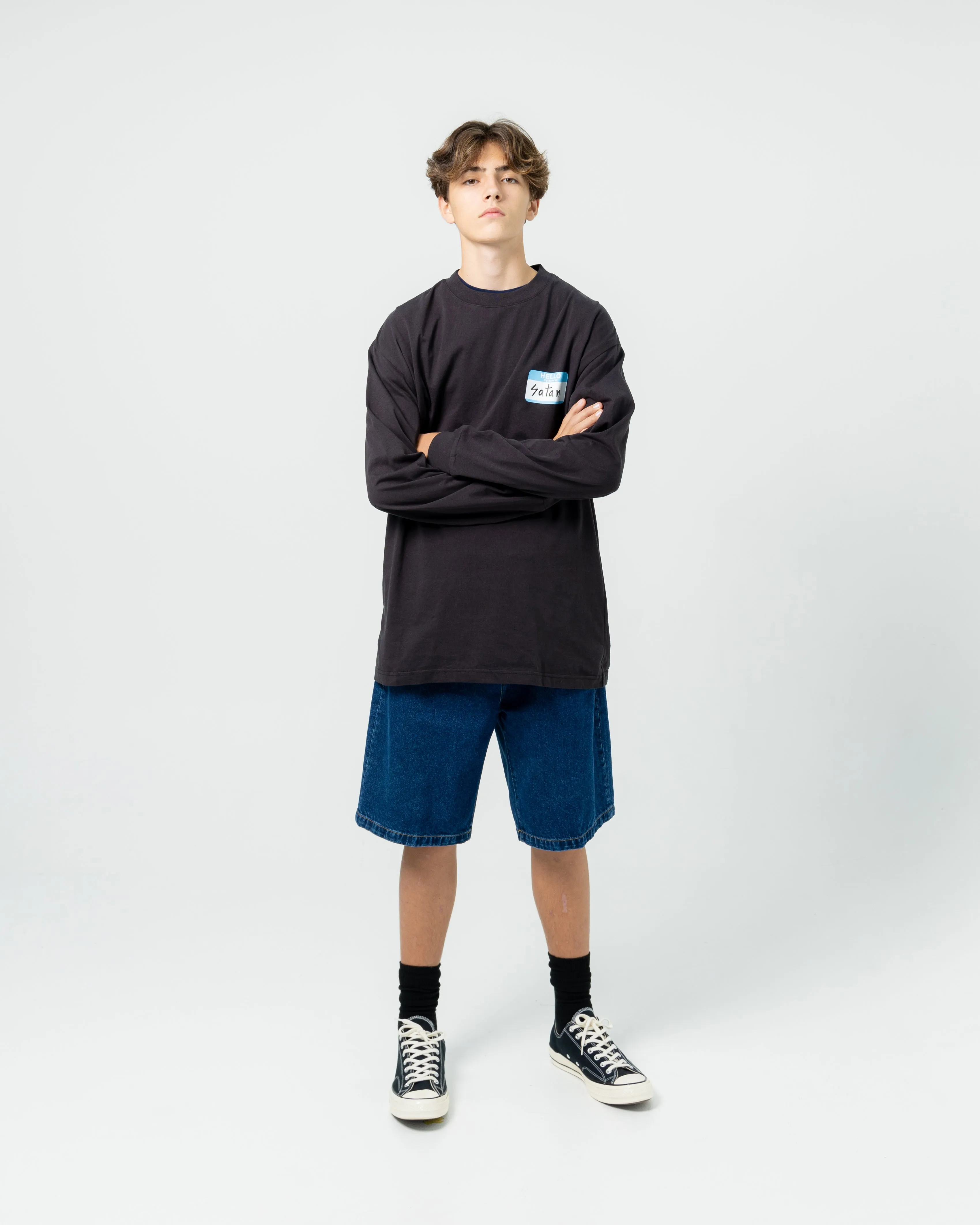 Hello My Name is Satan L/S Tee | Black