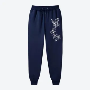 High-Waist Drawstring Floral Jogger Pants
