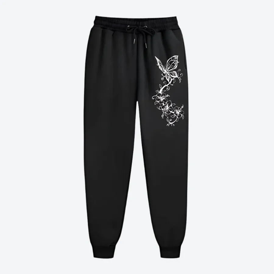High-Waist Drawstring Floral Jogger Pants
