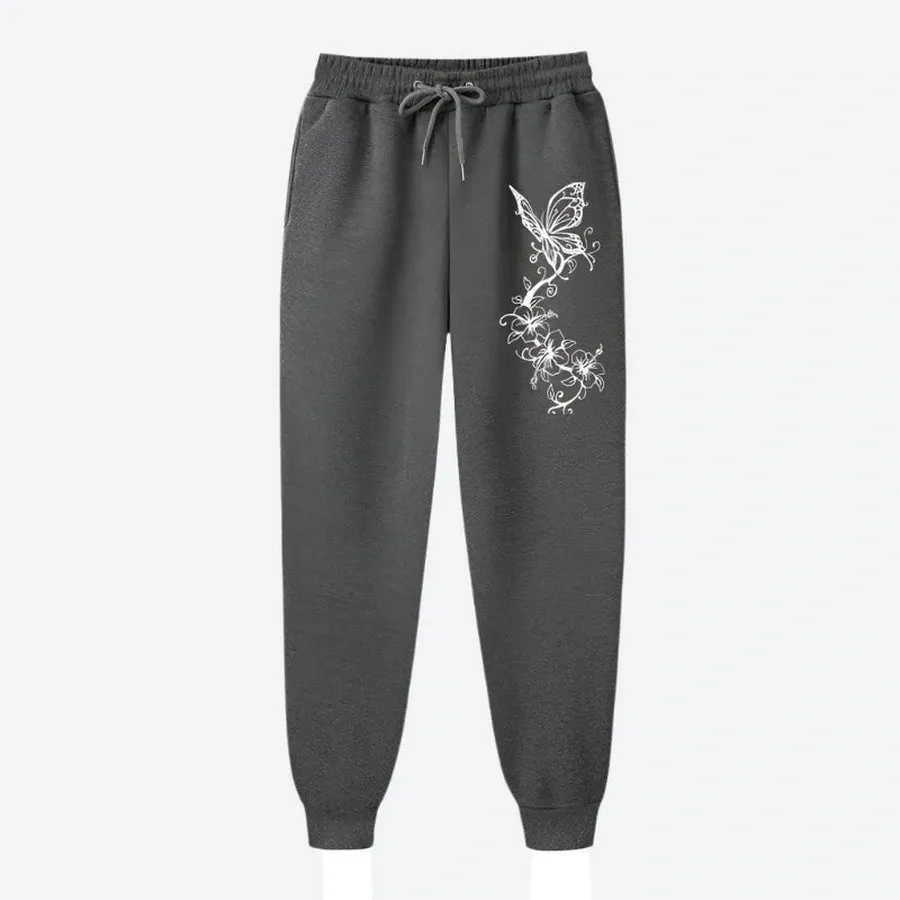 High-Waist Drawstring Floral Jogger Pants