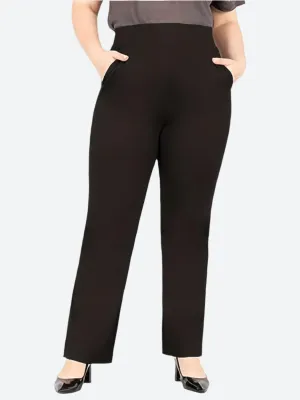 High-Waist Stretchy Straight-Leg Trousers