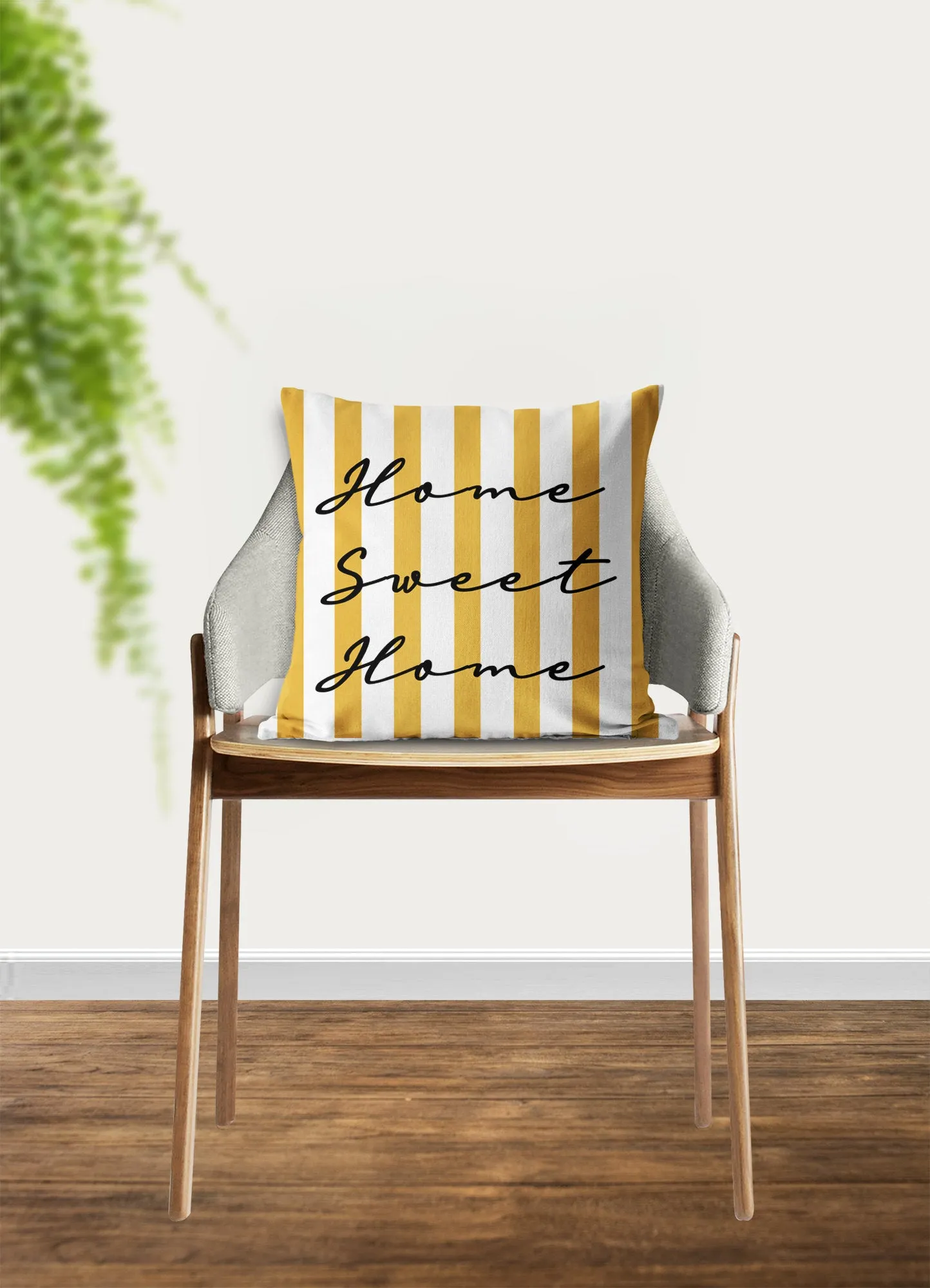 Home Sweet Home pillow, modern Interior decor, typographic design, home decor, pillow cover and insert, yellow and blue, stripes